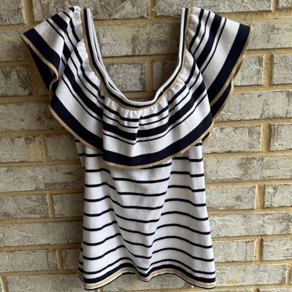 Lilly Pulitzer Perelle Sleeveless Striped Tight-Nit Blouse Women's Size L. - Picture 2 of 7